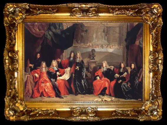 framed  Nicolas de Largilliere The provost and Municipal Magistrates of Paris Discussing the Celebration of Louis XIV-s Dinner at the hotel de Ville after his Recovery in 1687, ta009-2